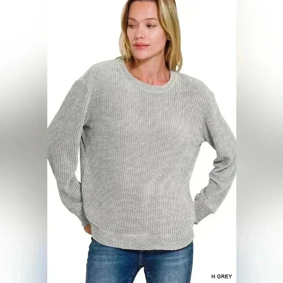 Chenille heathered grey sweater - Picture 1 of 3